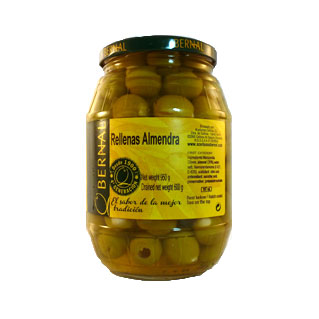 Jar of Olives Stuffed with Almonds