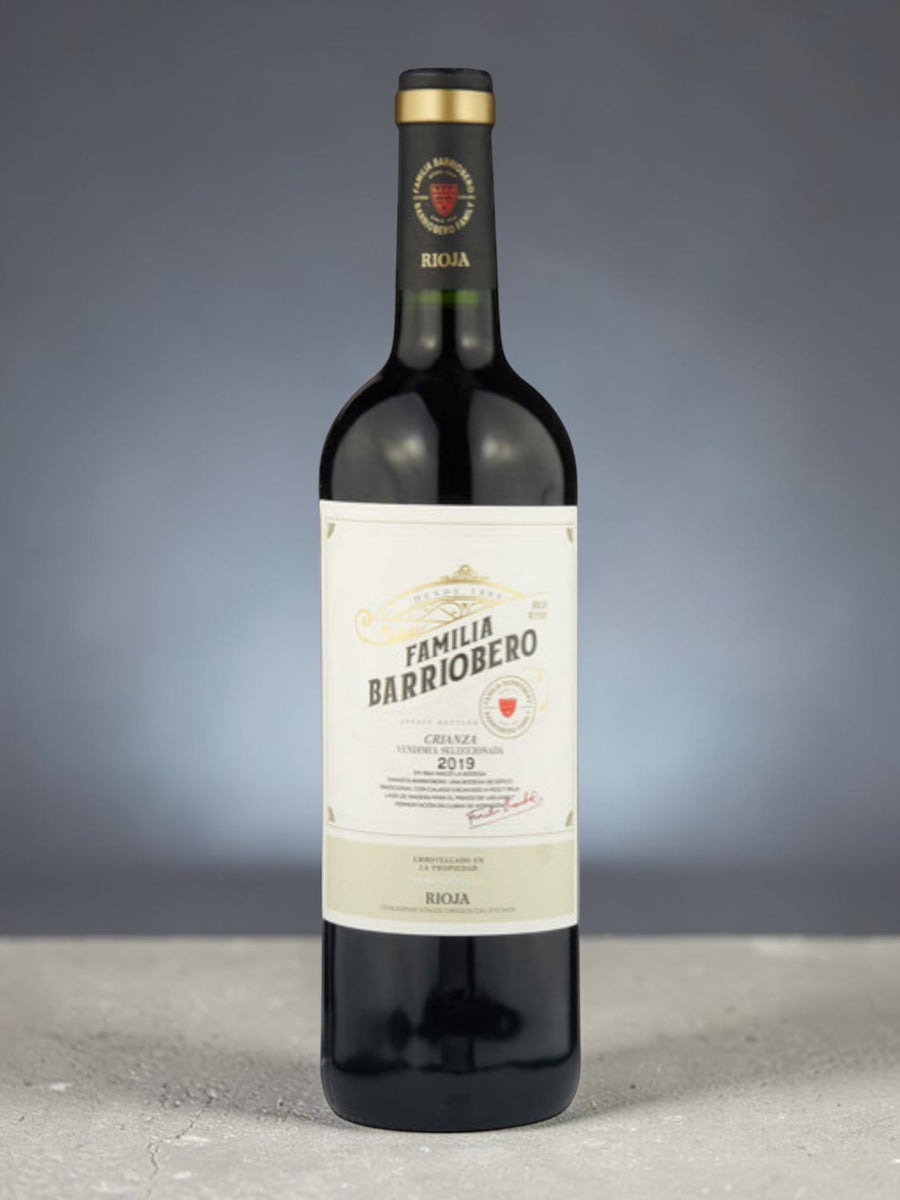Shaws Iberian Barriobero Crianza 2019 Rioja red wine bottle with a gold neck and white label.