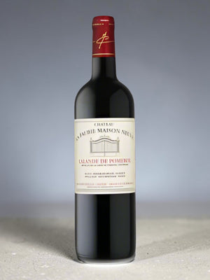 Shaws Iberian Chateau La Faurie Maison Neuve 2020 Pomerol red wine bottle with red foil cap and cream label.